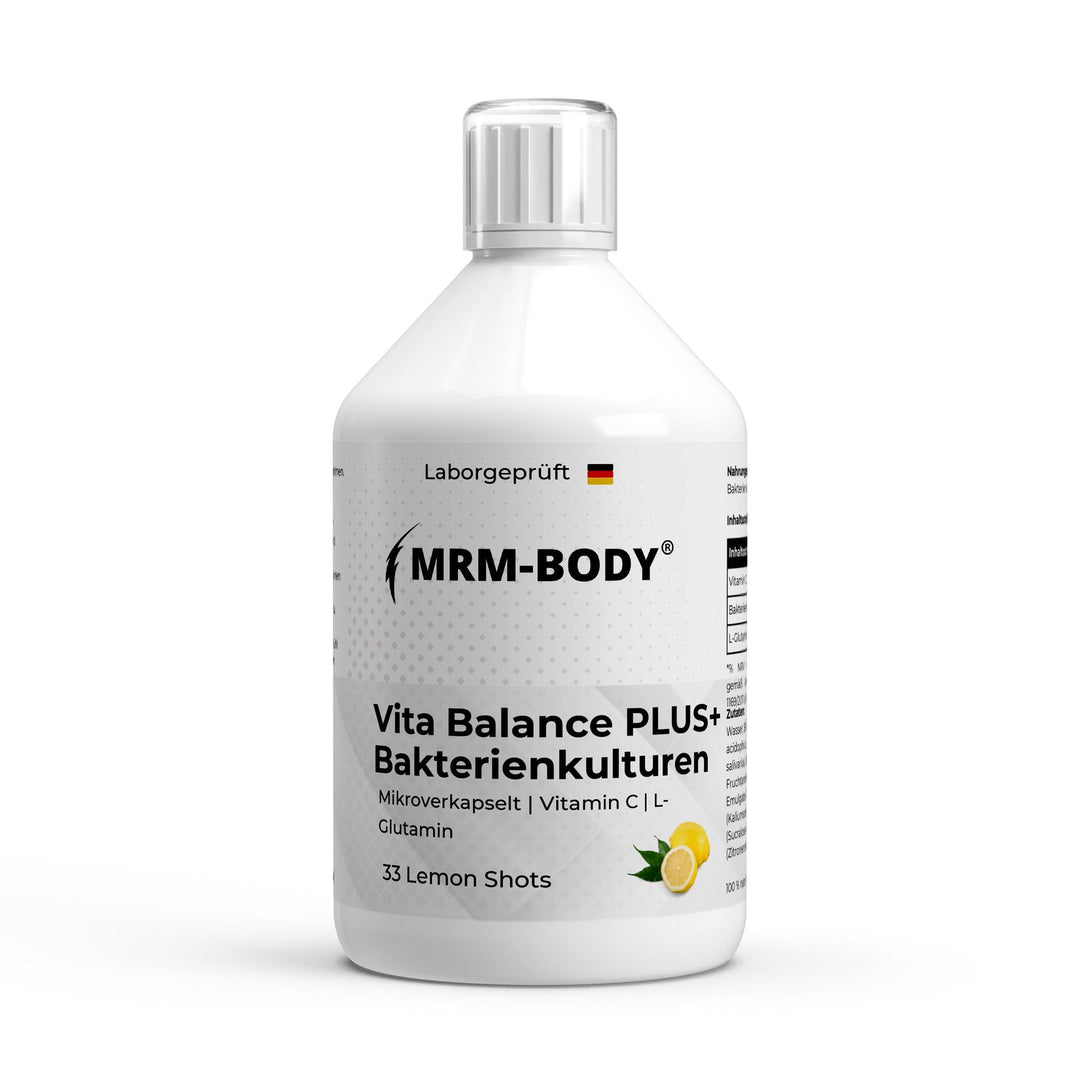 Vita Balance PLUS+ Bakterienkulturen - 33 vegane Lemon Shots - 500ml - MRM - BODY