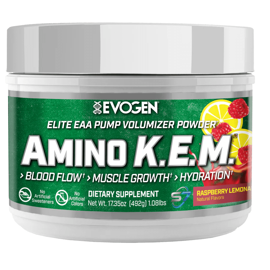 EVOGEN AMINO K.E.M. - EAA - Naturally Sweetened - Rasberry Lemonade - MRM - BODY